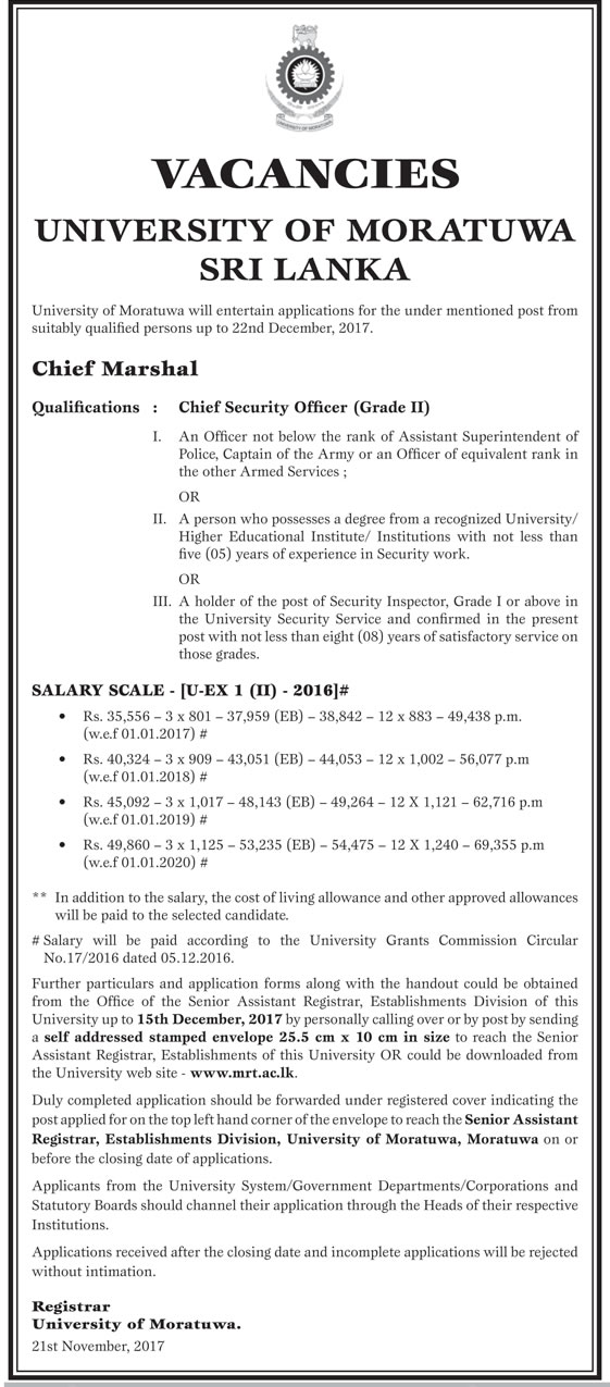 Chief Security Officer - University of Moratuwa